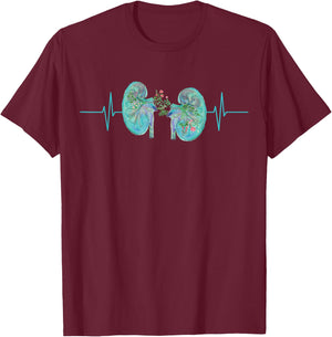 Nephrology Nurse Dialysis Technician Kidney Heartbeat RN T-Shirt - T-Shirt | Maroon