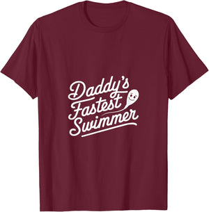 Daddy's Fastest Swimmer Child Toddler Baby T-Shirt - T-Shirt | Maroon