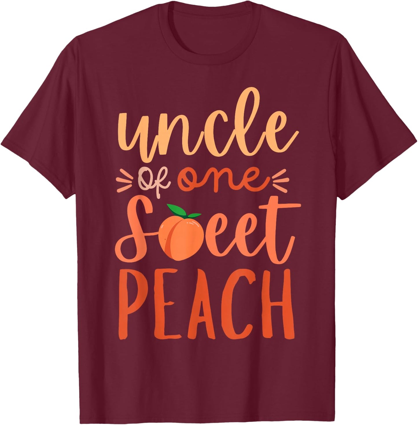 Uncle of The Sweet One Peach 1st Birthday Family Matching T-Shirt - T-Shirt | Maroon