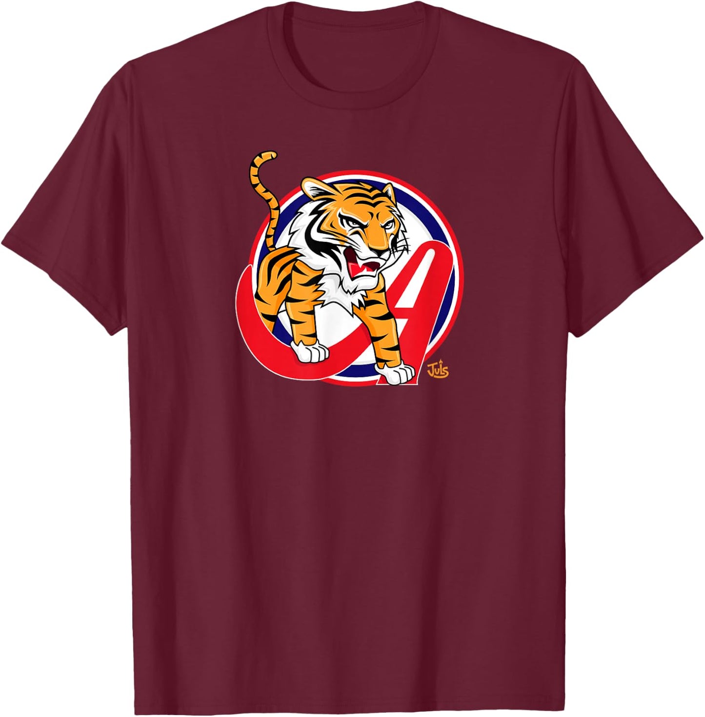 Juls Designs - Tigres Aragua - Venezuela -Kids Black Cotton Blend T-Shirt - T-Shirt | Maroon