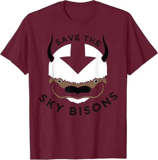 Save The Sky Bisons with Bison Head T-Shirt - T-Shirt | Maroon