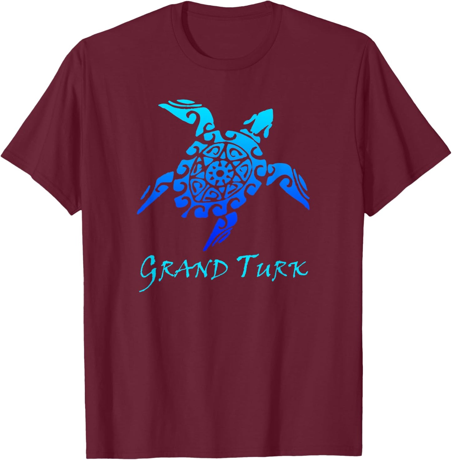 Grand Turk, Turks & Caicos Vintage Tribal Turtle Vacation T-Shirt - T-Shirt | Maroon