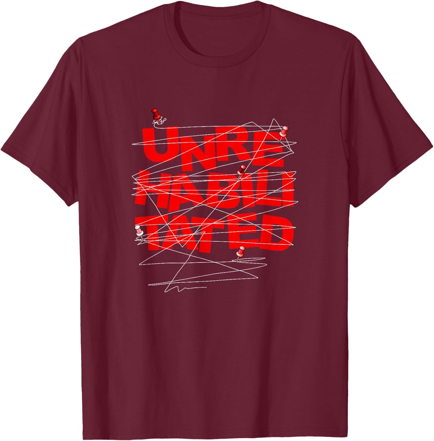 Red Color Unrehabilitated Red Graphic T-Shirt - T-Shirt | Maroon