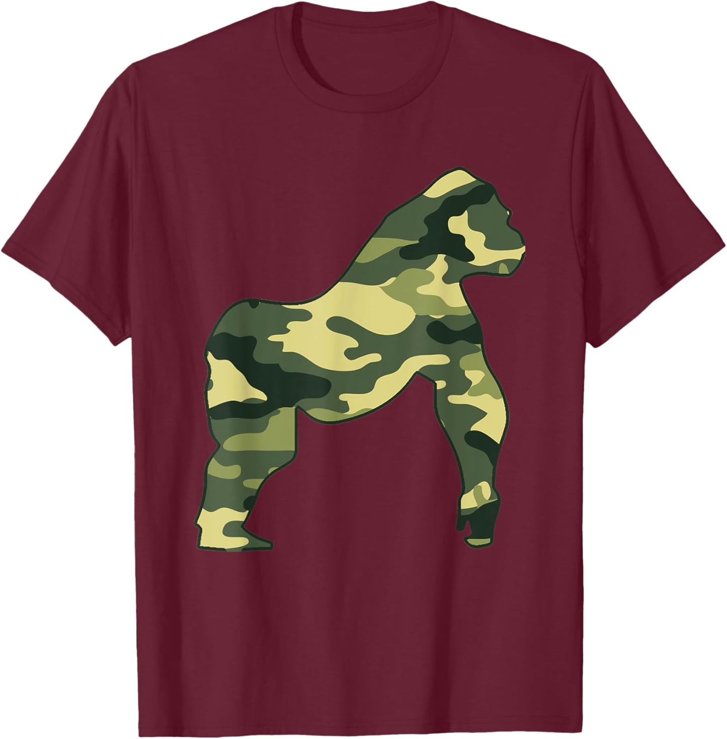 Military Gorilla Camo Men Print US Ape Animal Veteran Gift T-Shirt - T-Shirt | Maroon