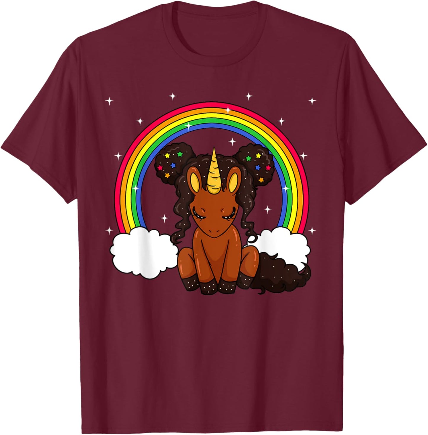 African American Unicorn African Unicorn Love T-Shirt - T-Shirt | Maroon