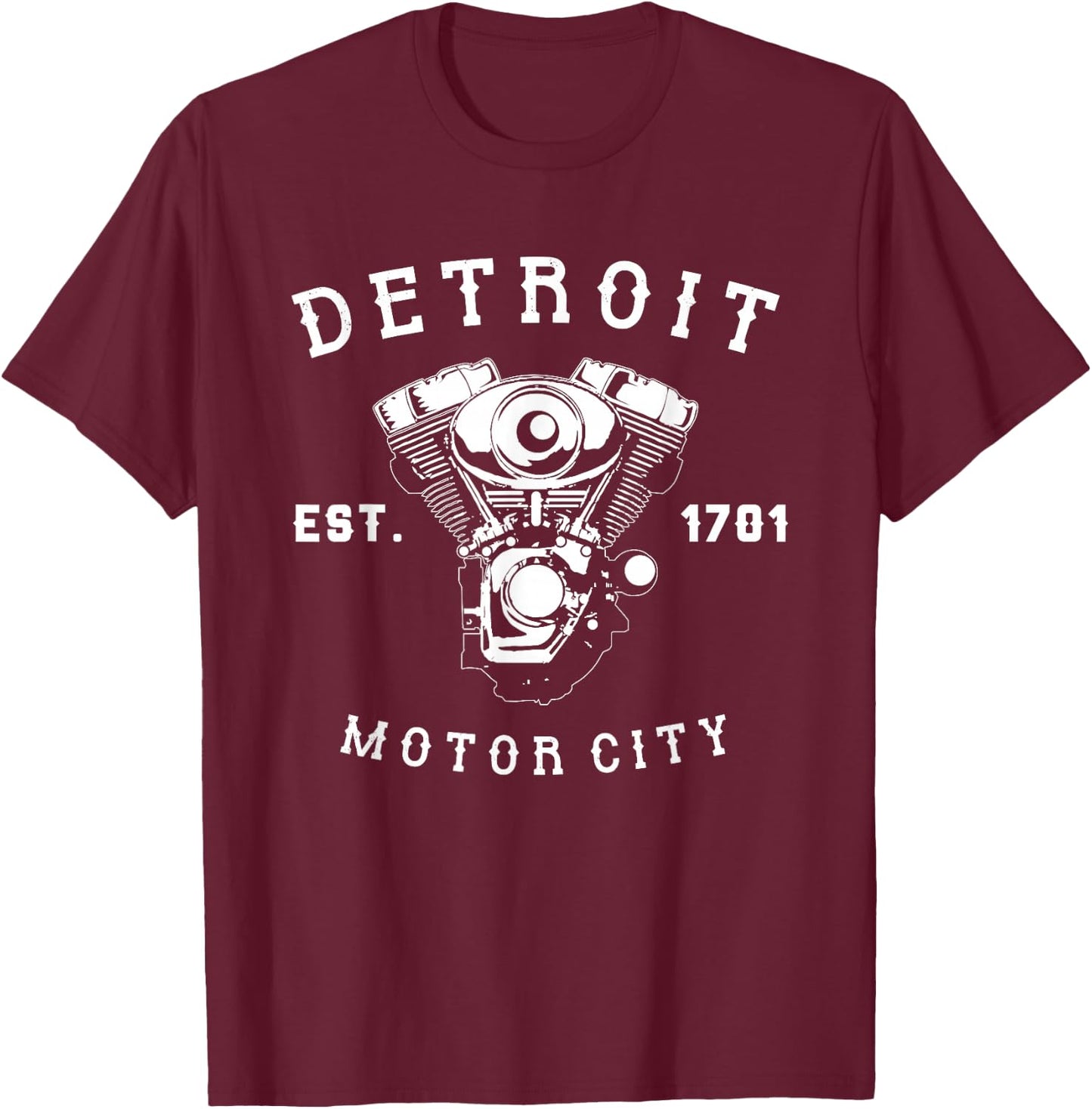 Vintage Big Block Detroit Motor City Michigan Car Enthusiast T-Shirt - T-Shirt | Maroon