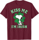 Peanuts Snoopy Kiss Me I'm Irish Clover T-Shirt - T-Shirt | Maroon