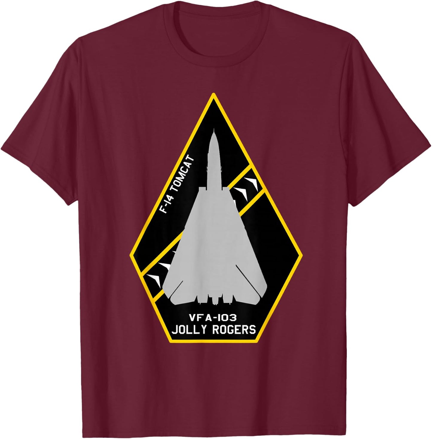 VFA-103 Jolly Rogers F-14 Tomcat Jet Aircraft"Patch" T-Shirt - T-Shirt | Maroon