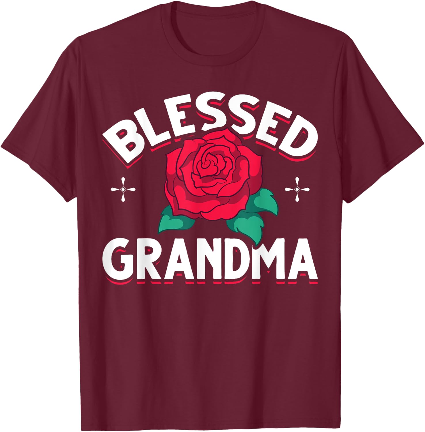 Blessed Grandmother Nana Granny Mothers Day Rose Grandma T-Shirt - T-Shirt | Maroon