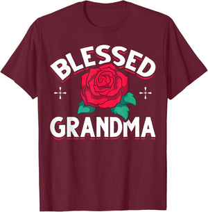 Blessed Grandmother Nana Granny Mothers Day Rose Grandma T-Shirt - T-Shirt | Maroon