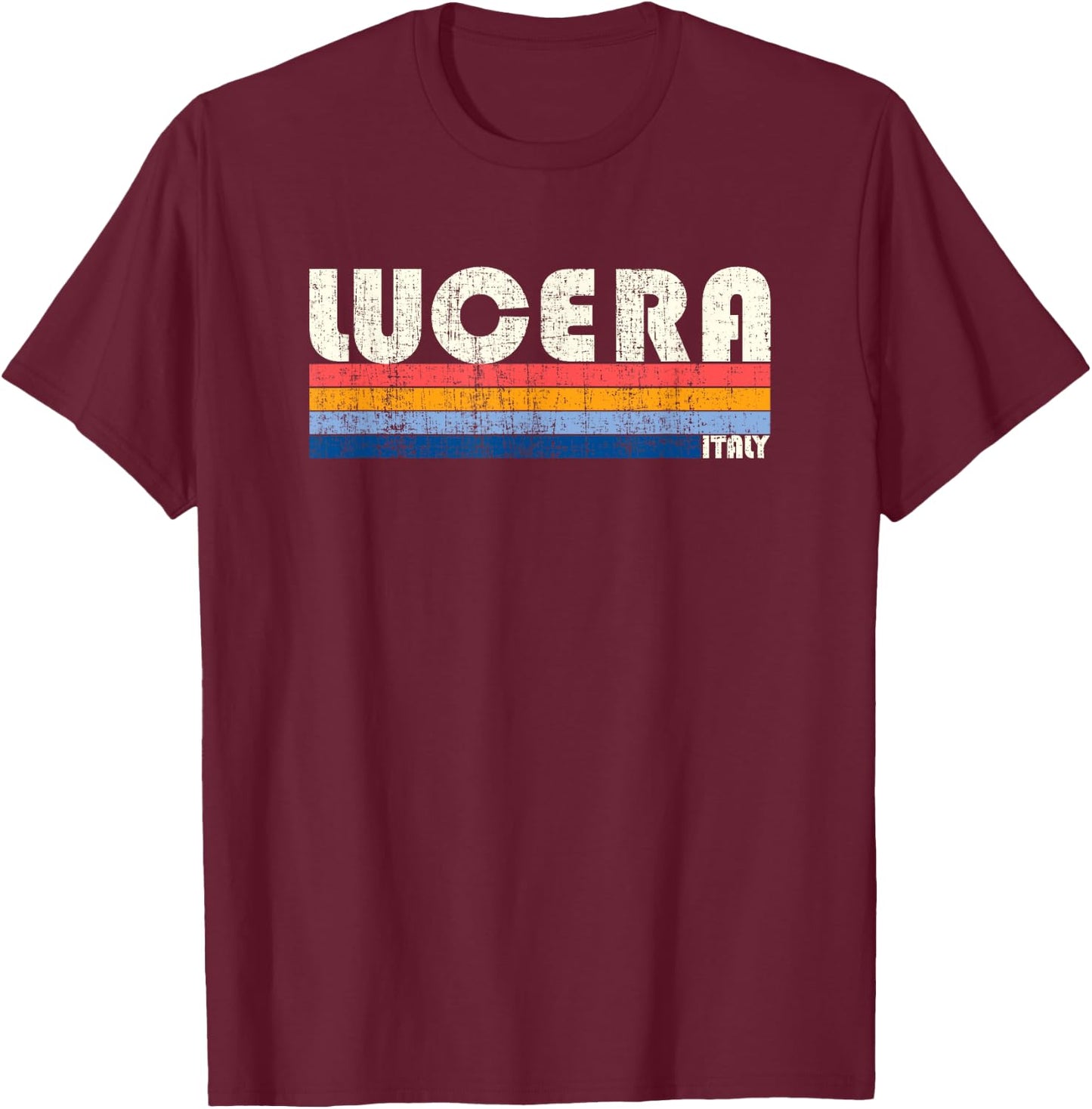 Retro Vintage 70s 80s Style Lucera, Italy T-Shirt - T-Shirt | Maroon