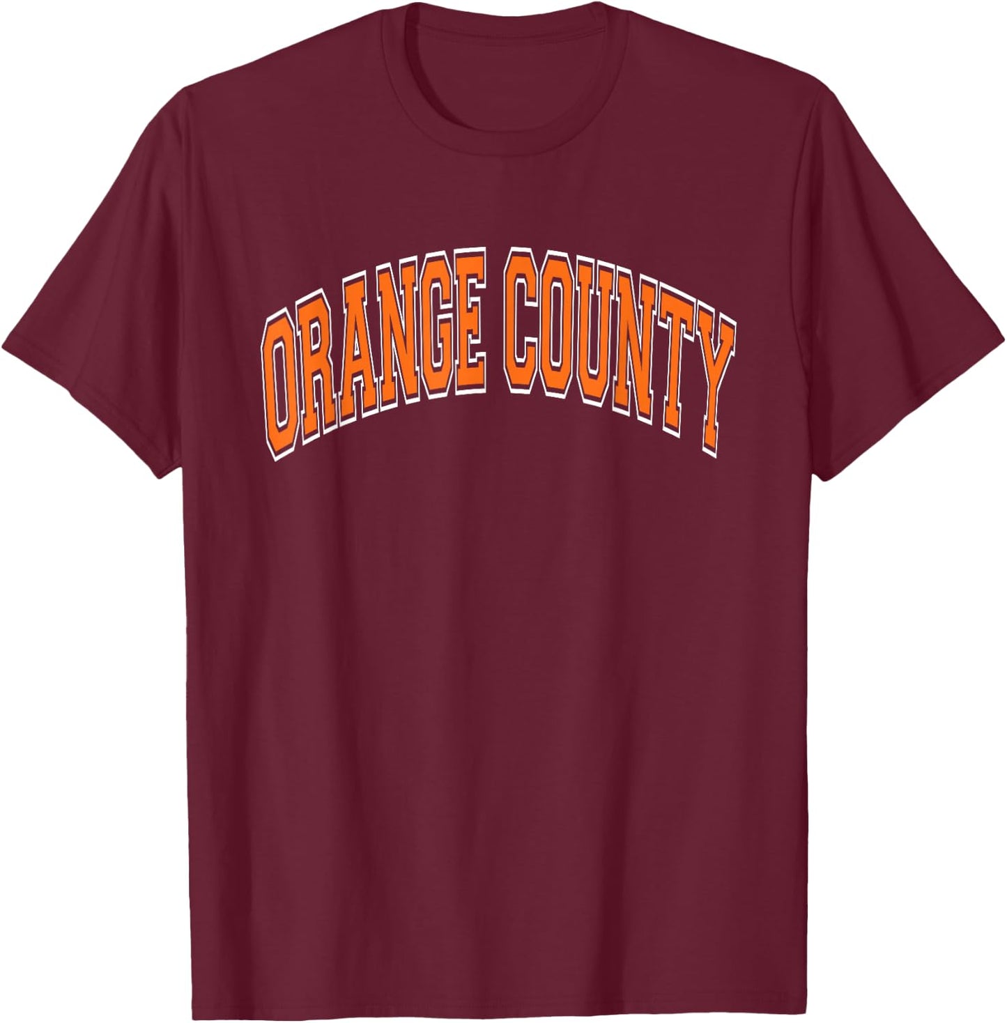 Orange County Arched Orange Text T-Shirt - T-Shirt | Maroon