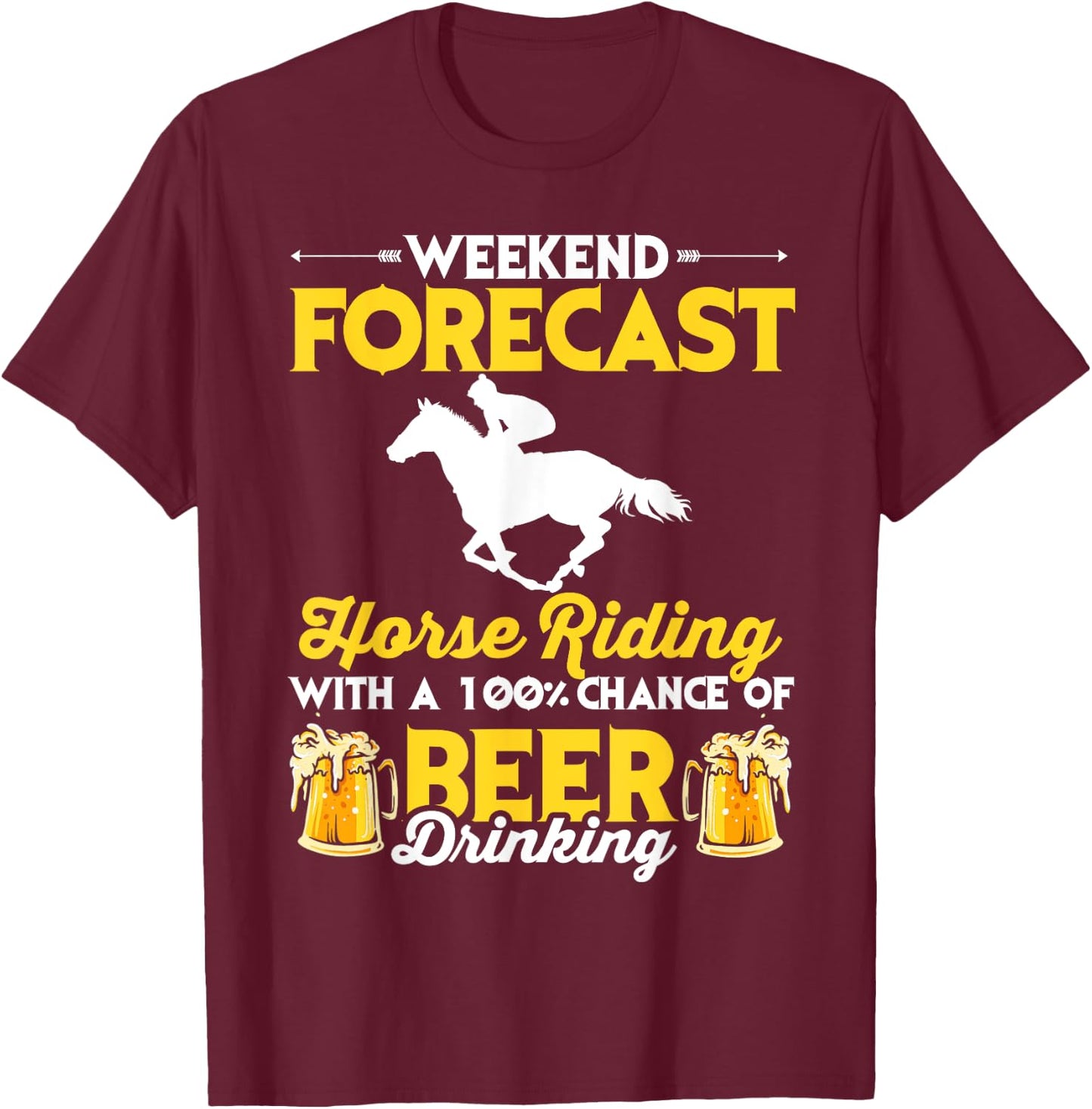 Funny Horse and Beer Lover Graphic and Men Horse T-Shirt - T-Shirt | Maroon