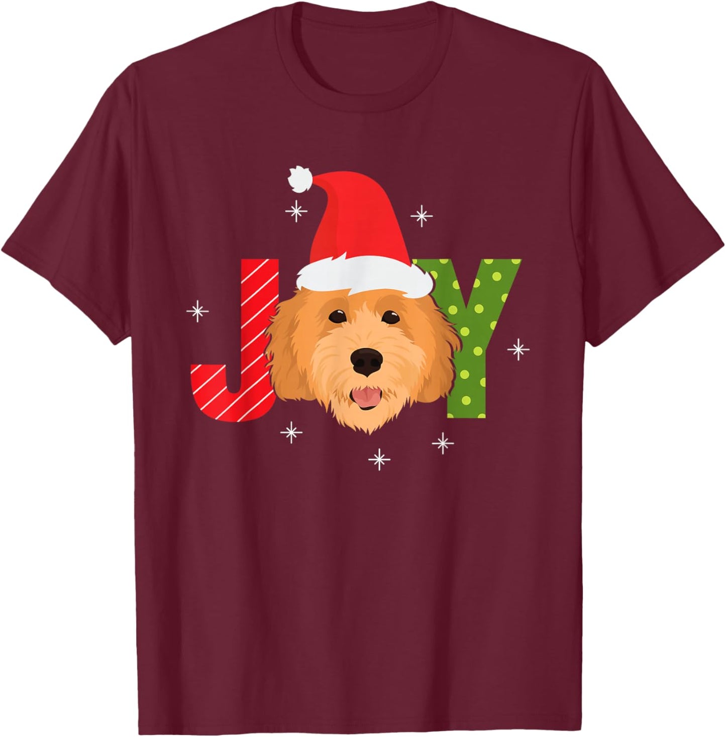 JOY Goldendoodle & Labradoodle Christmas T-Shirt - T-Shirt | Maroon
