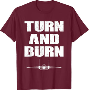 Turn and Burn Fighter Jet T-Shirt - T-Shirt | Maroon