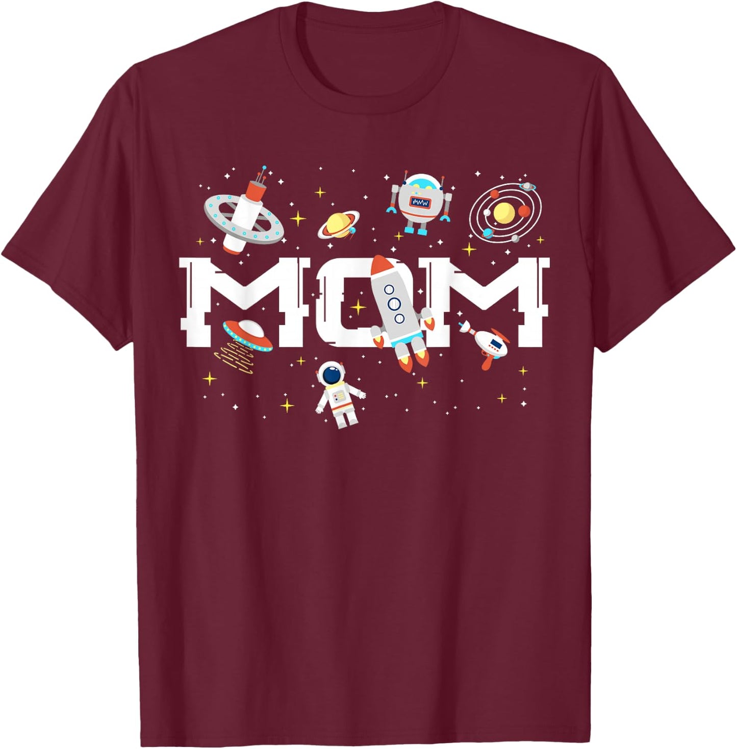 Mom Outer Planets Birthday Party Astronaut Space Spaceman T-Shirt - T-Shirt | Maroon