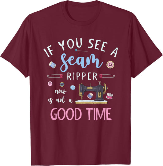 Dressmaker Handmade Running Stitch Sewing Funny Sewing T-Shirt - T-Shirt | Maroon
