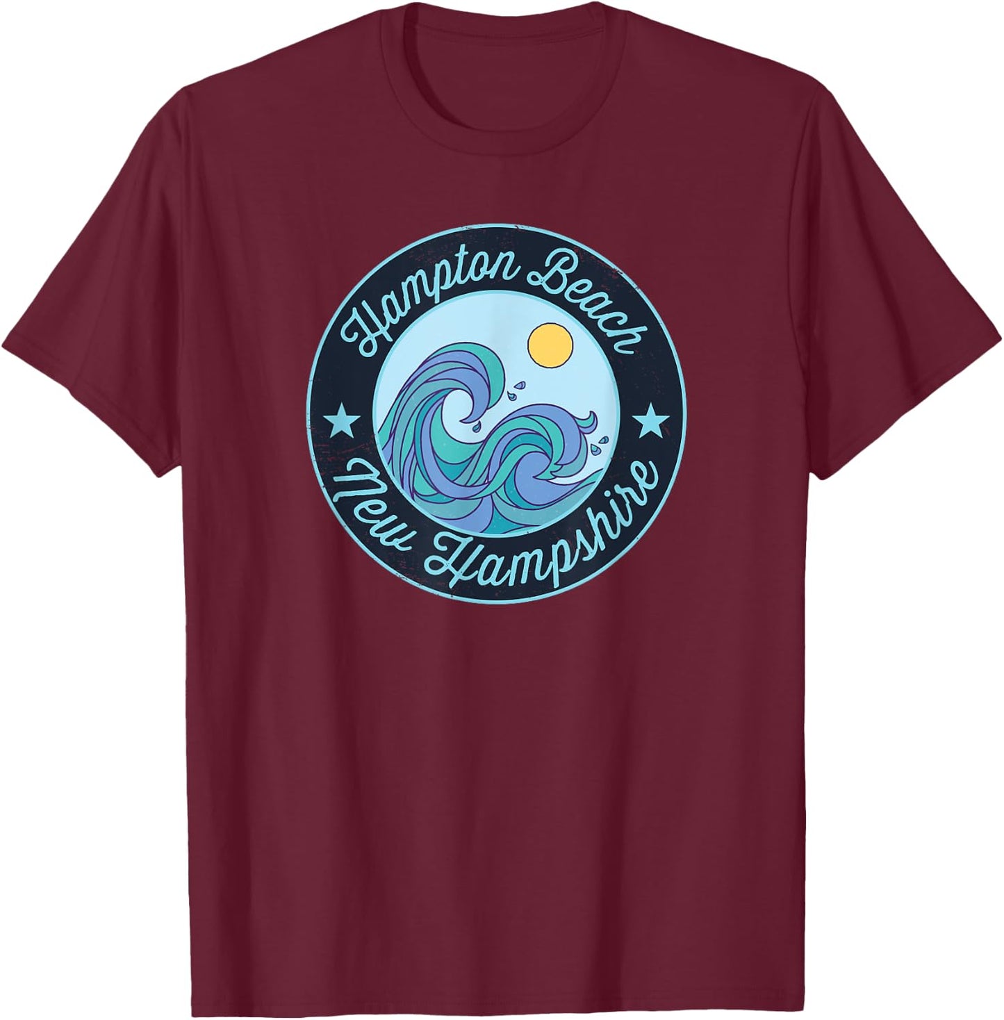 Hampton Beach NH New Hampshire Souvenir Nautical Surfer Grap Women Kids T-Shirt - T-Shirt | Maroon