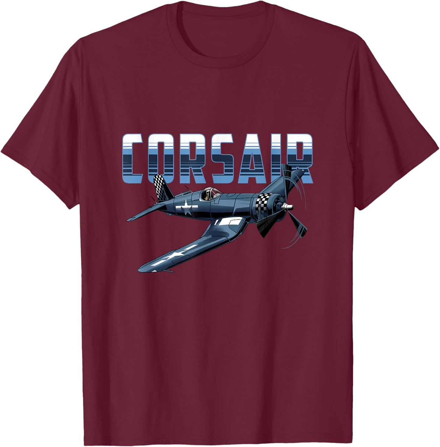 USA Military Warbird Airplane Corsair Classic Airplane T-Shirt - T-Shirt | Maroon