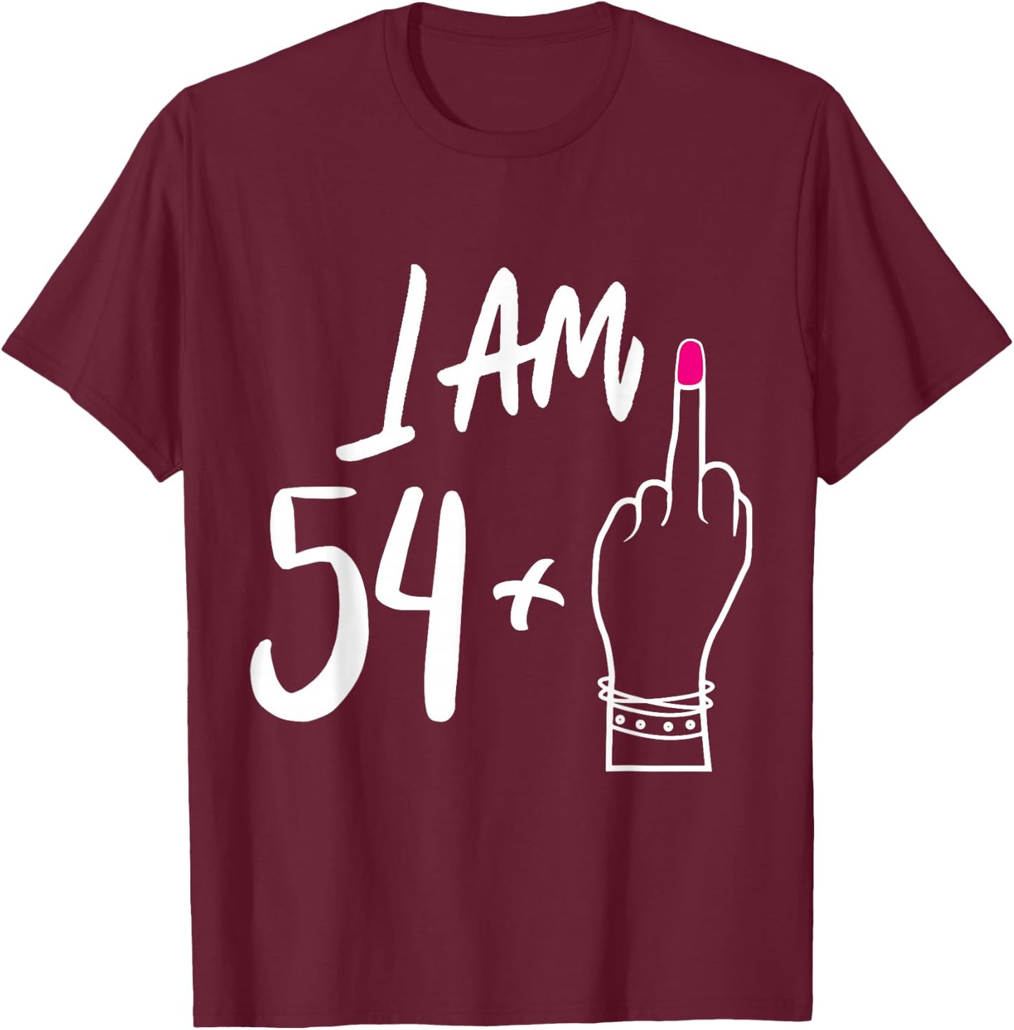Funny Personalized 54 plu 1 = Fabulous 55 Queen Humor Bday T-Shirt - T-Shirt | Maroon