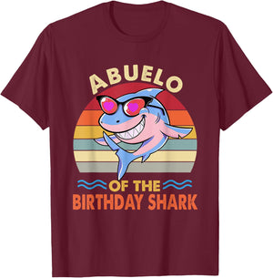 Abuelo of the Shark Birthday Matching Family Grandma Shark T-Shirt - T-Shirt | Maroon