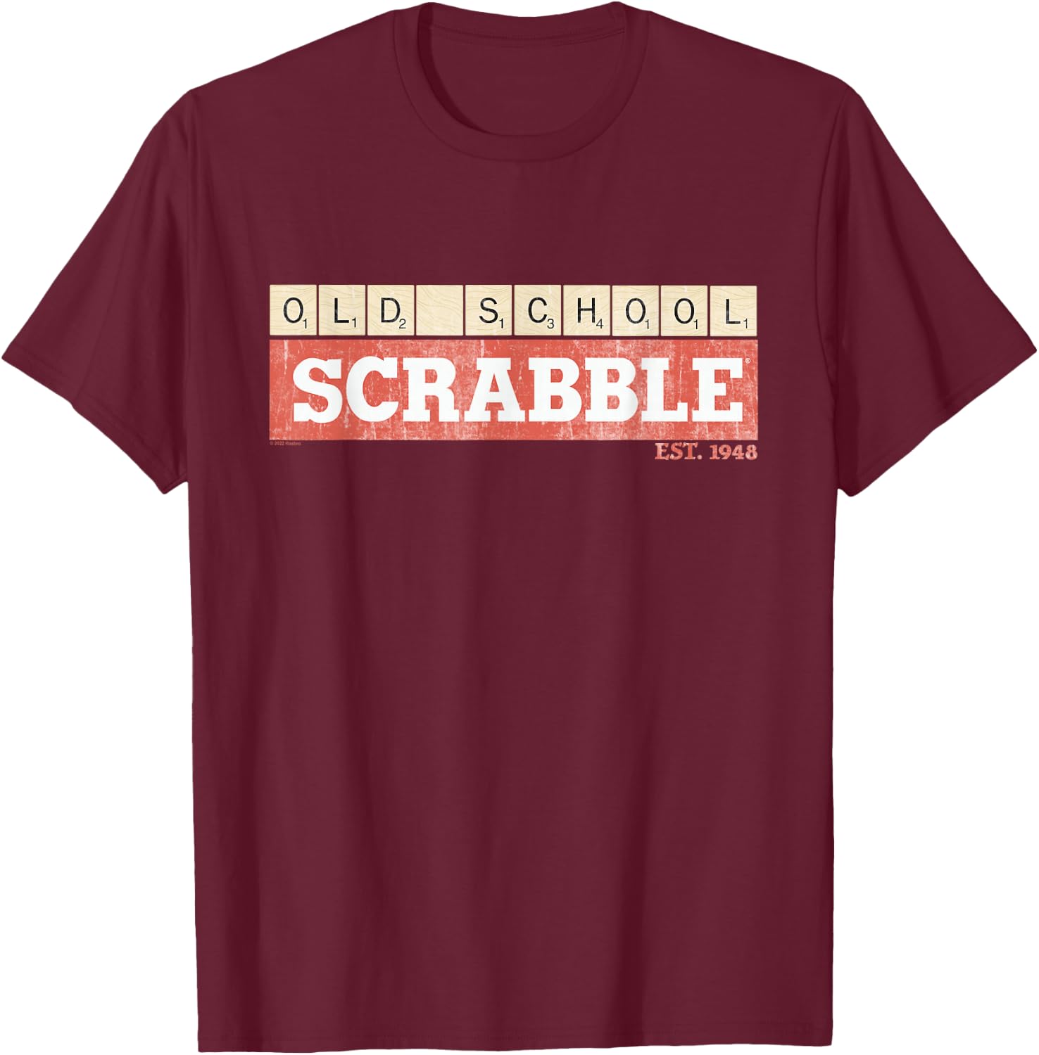 Scrabble Old School Est. 1948 T-Shirt - T-Shirt | Maroon
