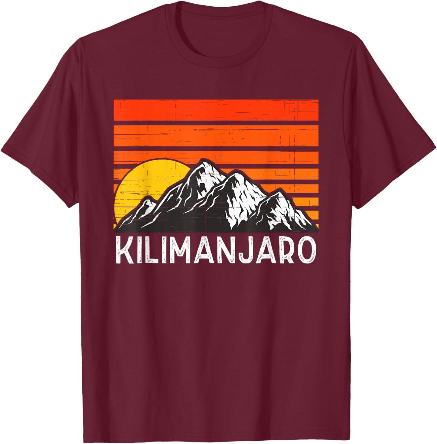 Mount Kilimanjaro Retro Vintage Mountain T-Shirt - T-Shirt | Maroon