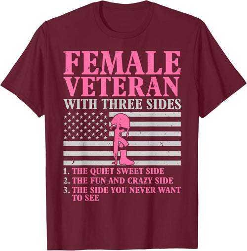 Female Veteran with Three Sides Women Veteran Mother Grandma