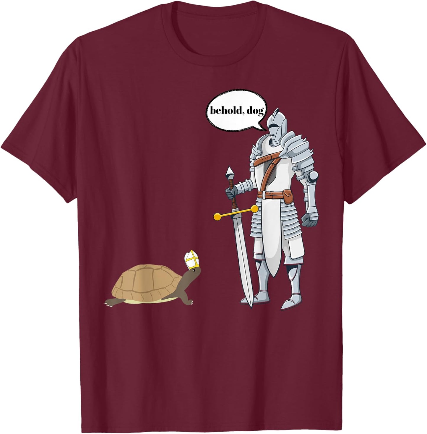 Behold Dog Funny Turtle Wearing A Priest Hat Hilarious Gamer T-Shirt - T-Shirt | Maroon