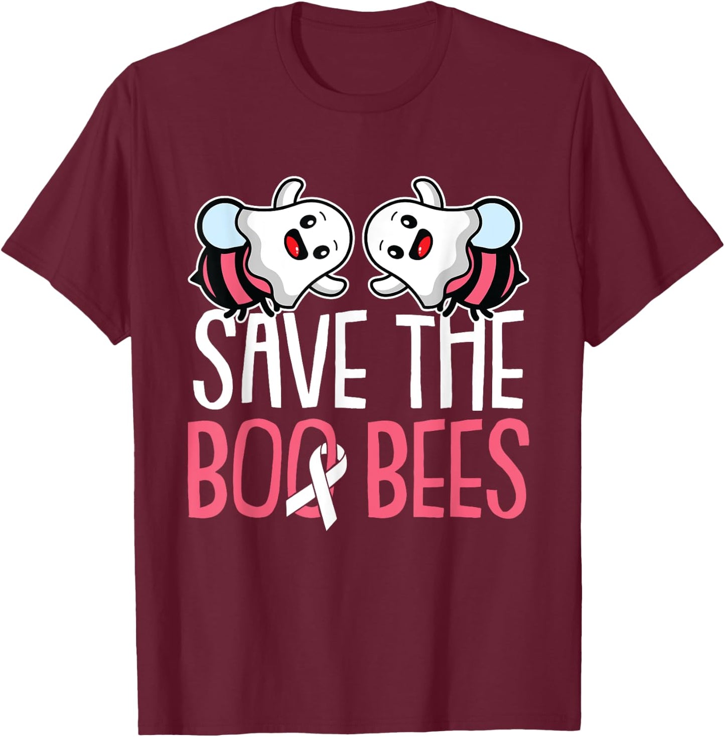 Save The Boo Bees Breast Cancer Awareness Warrior Survivor T-Shirt - T-Shirt | Maroon