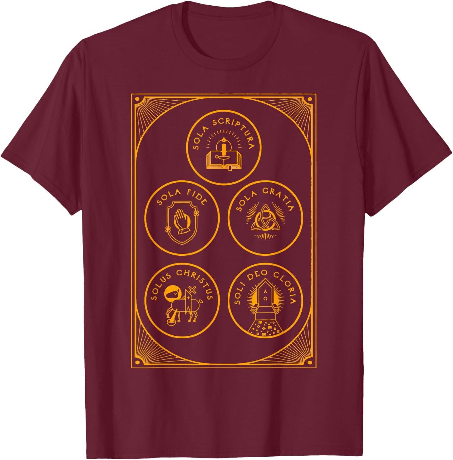 Sola Scriptura Protestant Christian Reformation 5 Solas T-Shirt - T-Shirt | Maroon