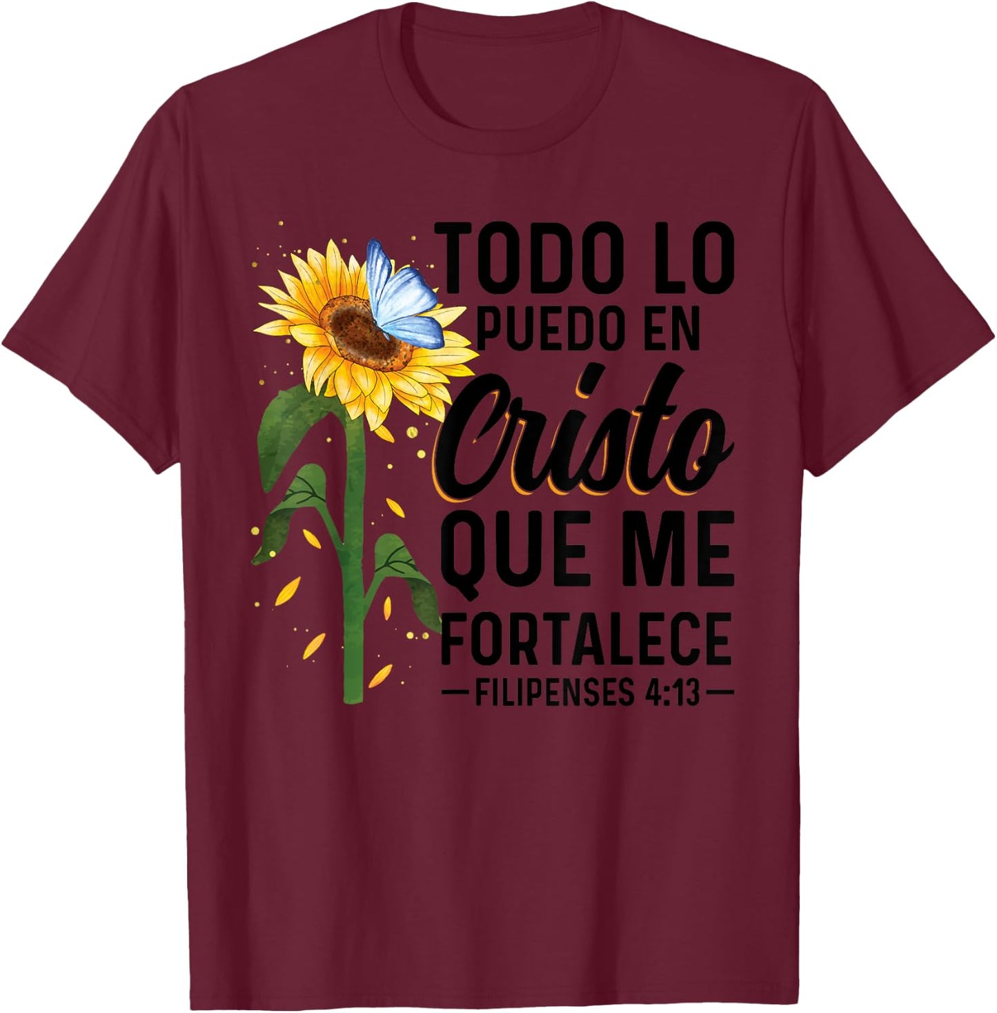 Camisetas Cristianas En Espanol Frase Biblia Filipenses 14 3 T-Shirt - T-Shirt | Maroon