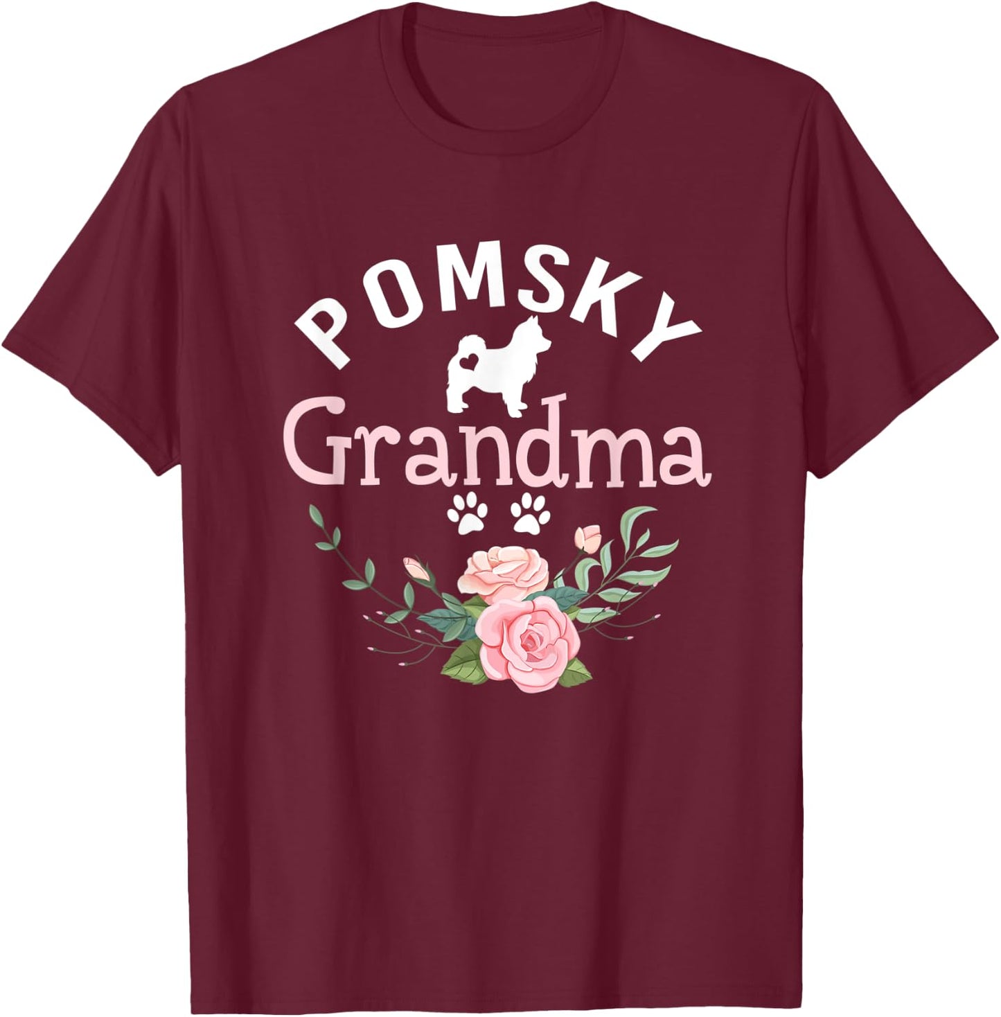 Pomsky Grandma Gifts Mom Pomsky Dog Lover Christmas T-Shirt - T-Shirt | Maroon