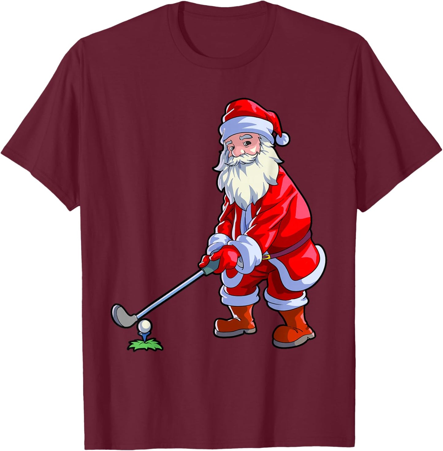 Golf Lover Christmas Shirt Men Golf Club Golfing Santa Claus T-Shirt - T-Shirt | Maroon