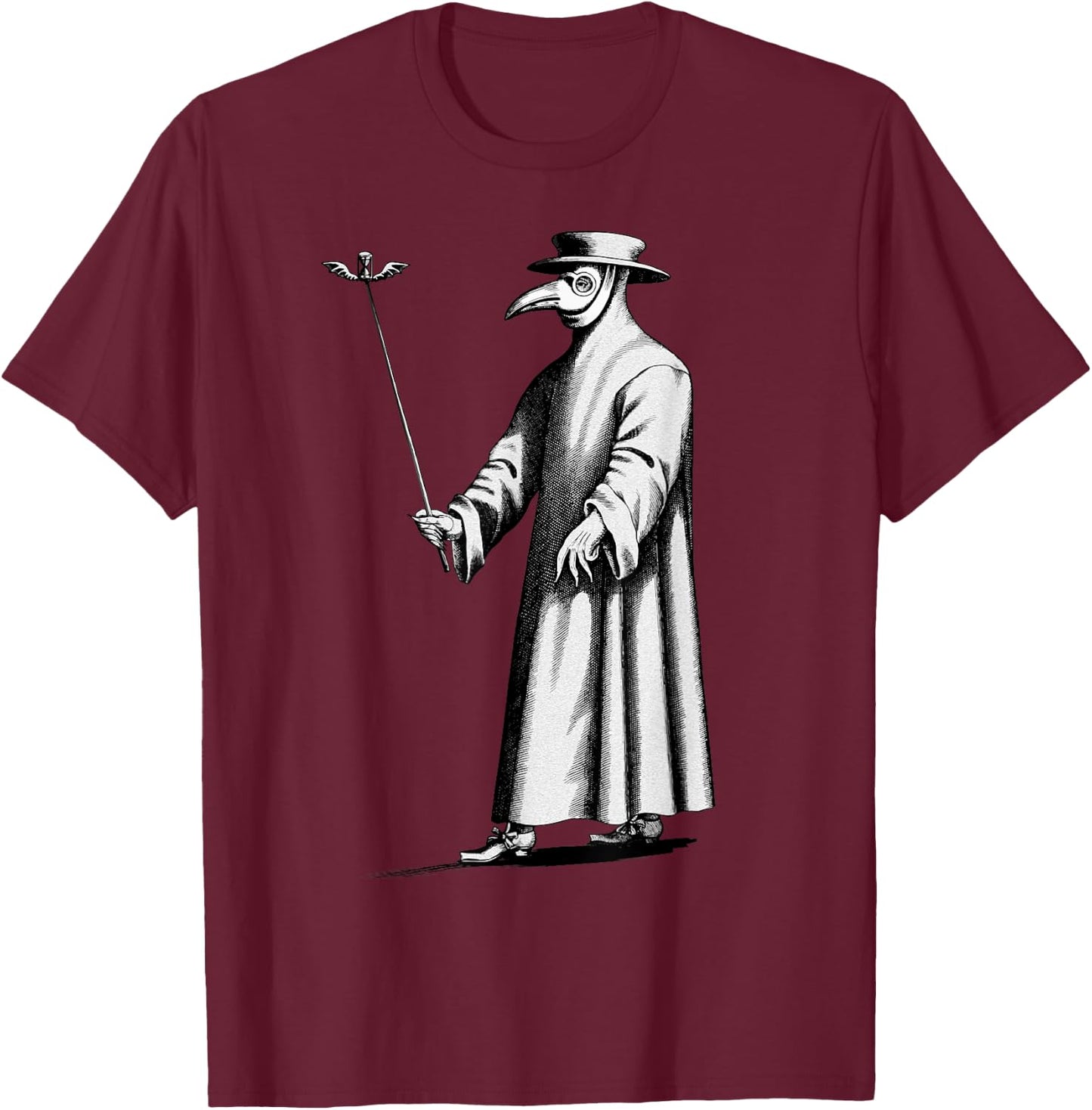 Vintage Plague Doctor Black Plague Black Death Macabre T-Shirt - T-Shirt | Maroon