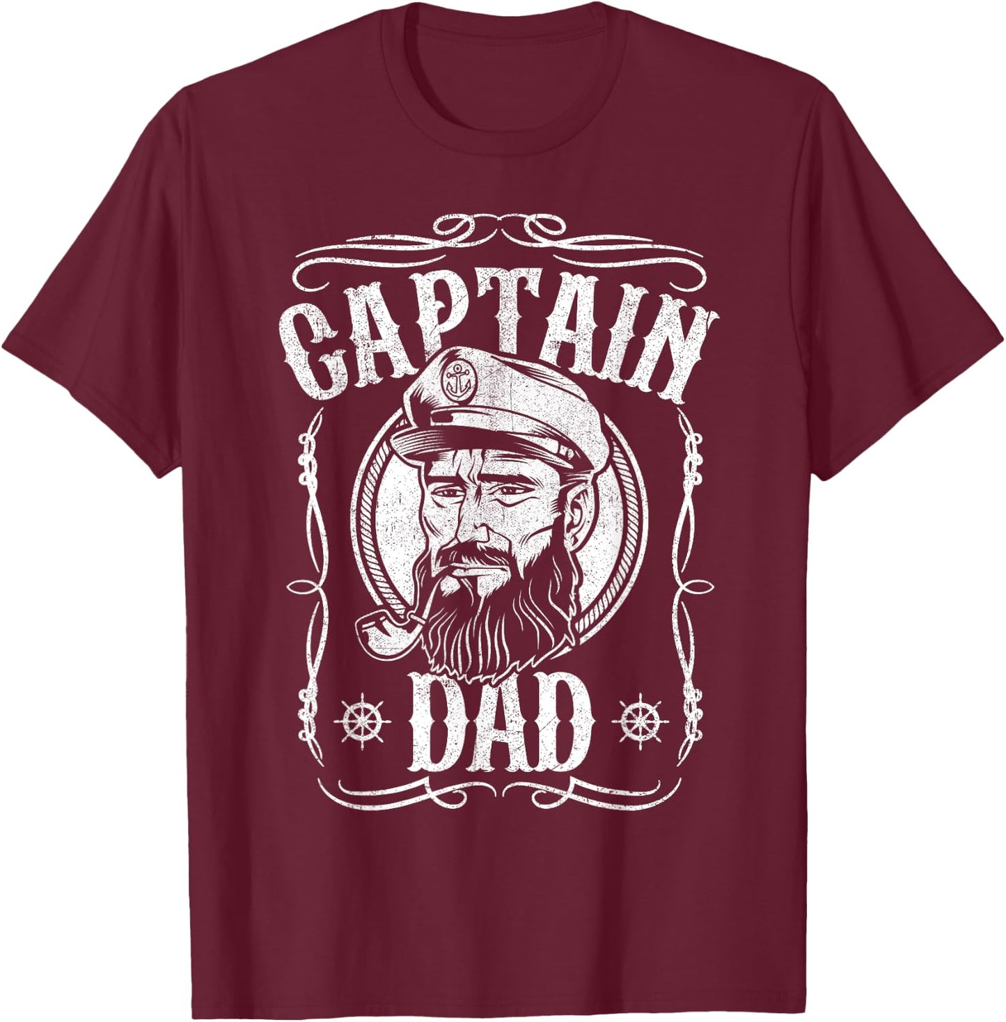 Funny Captain Dad Motor Boat Sailing Sailor Fathers Day Gift T-Shirt - T-Shirt | Maroon