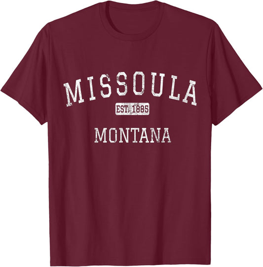 Missoula Montana MT Vintage T-Shirt - T-Shirt | Maroon