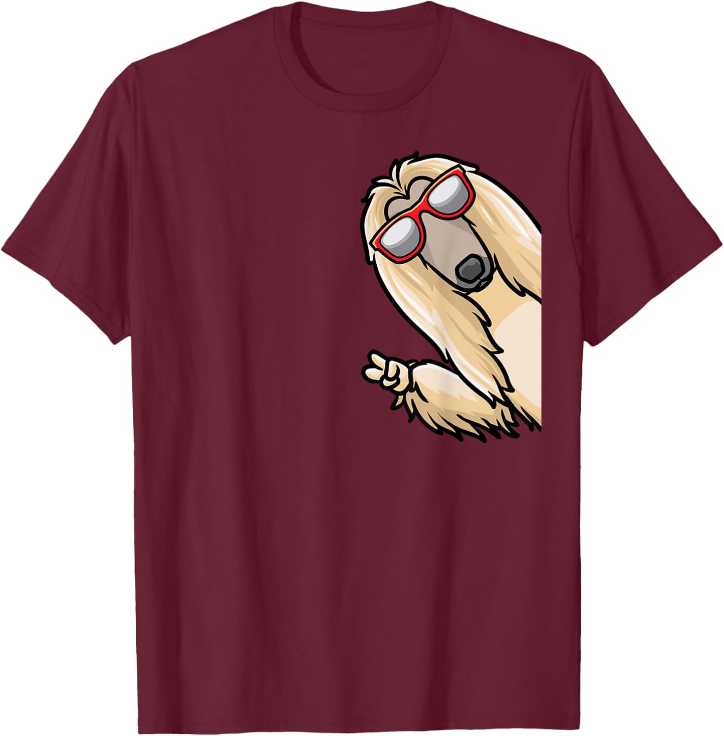Afghan Hound From Side With Sunglasses T-Shirt - T-Shirt | Maroon