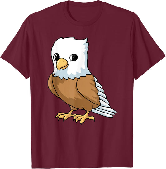 Cute baby eagle as a gift bird drawn painted T-Shirt - T-Shirt | Maroon