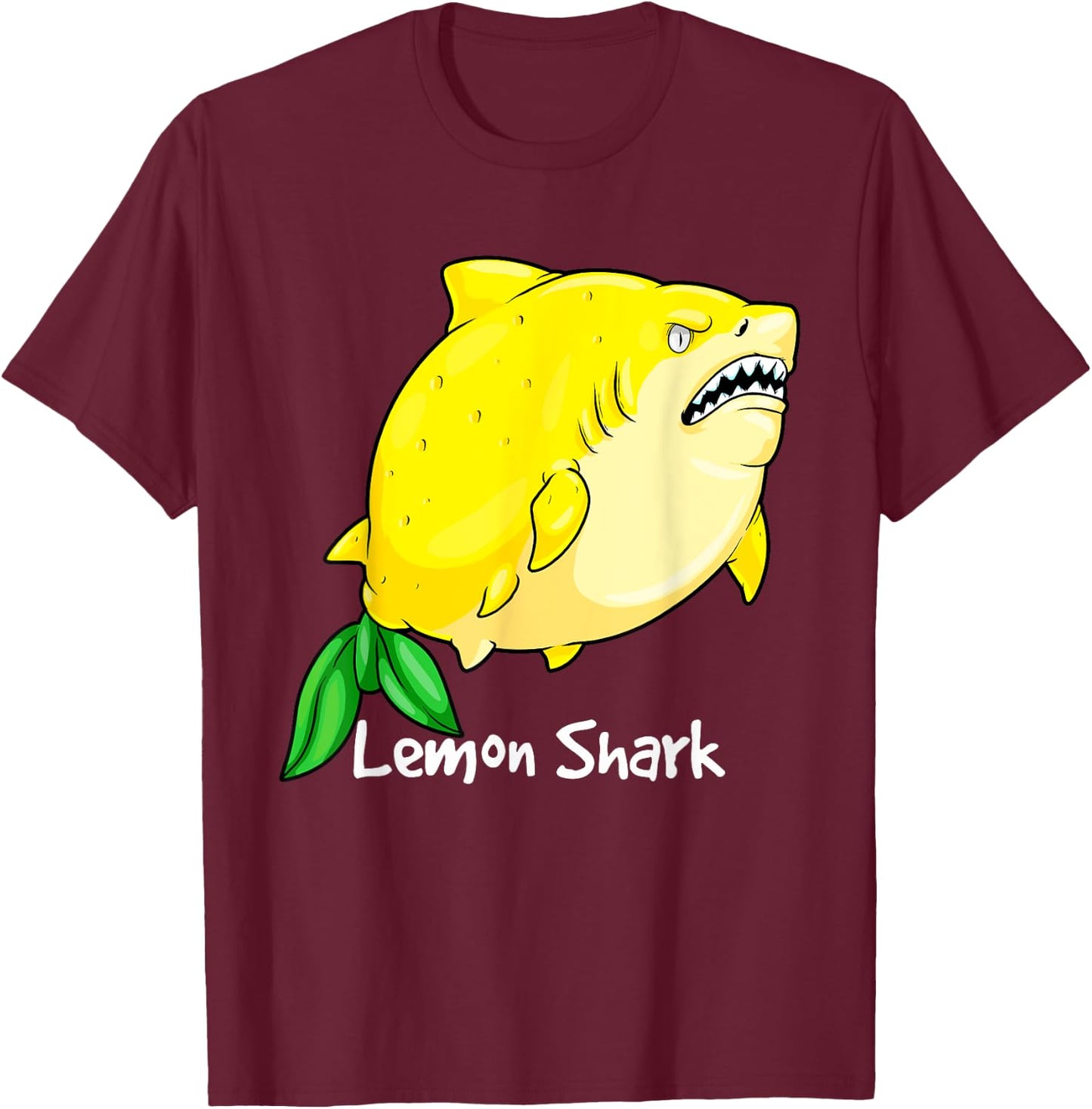Lemon Shark Yellow Animal Pun Megalemon Shark Lover T-Shirt - T-Shirt | Maroon