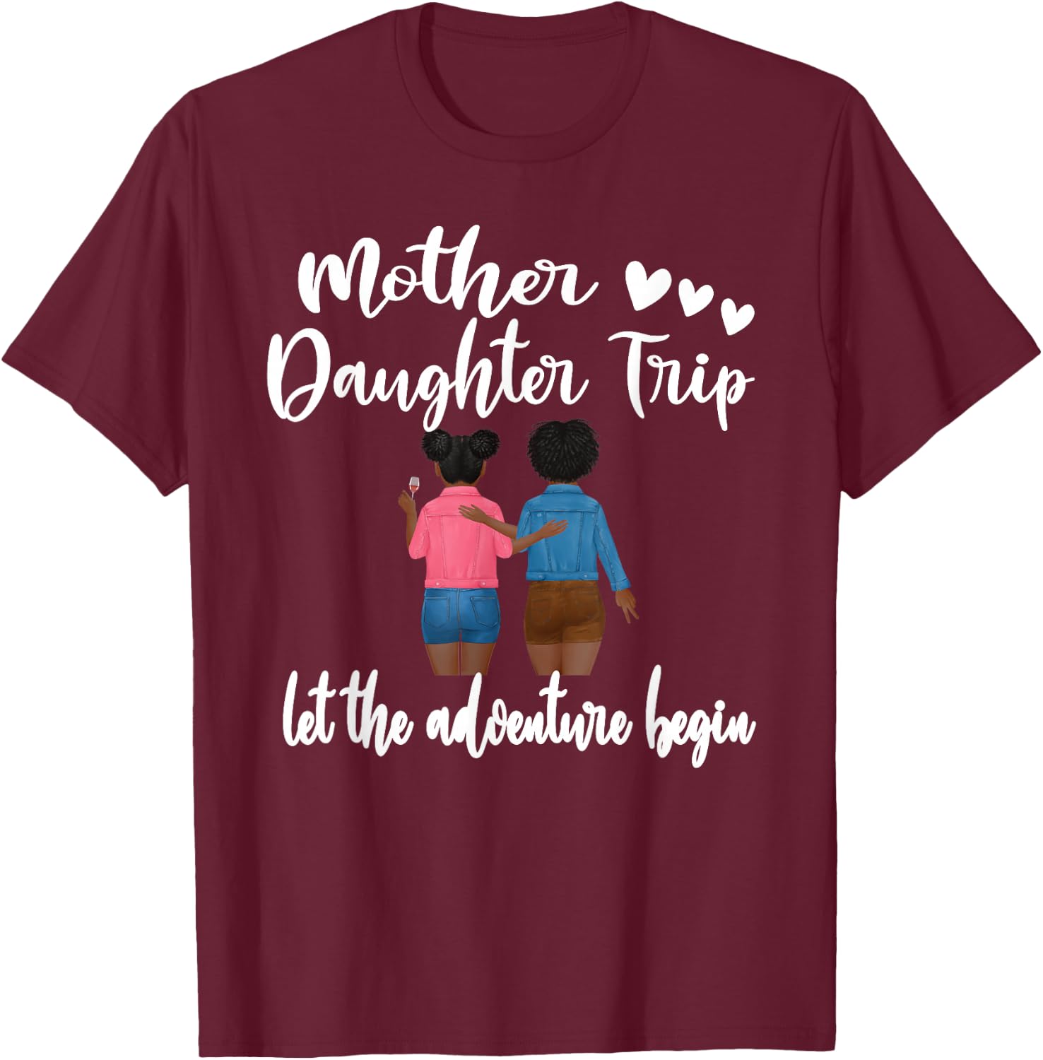 Afro American Mother Daughter Trip Black Women Travel T-Shirt - T-Shirt | Maroon