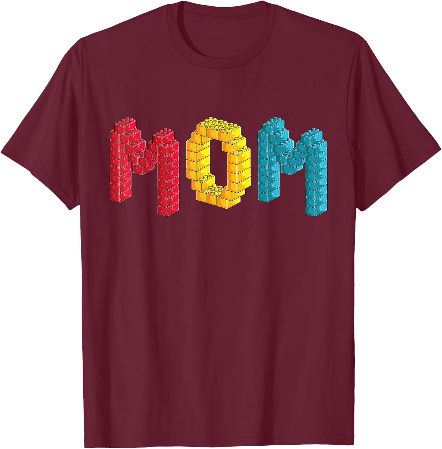Mom Master Builder Building Bricks Blocks Family Set Parents T-Shirt - T-Shirt | Maroon