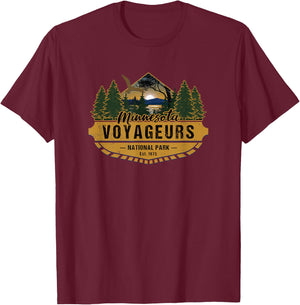 KAEDAM Gifts: Voyageurs National Park -Adults Kids Black Cotton Short Sleeve Classic Fit T-Shirt - T-Shirt | Maroon