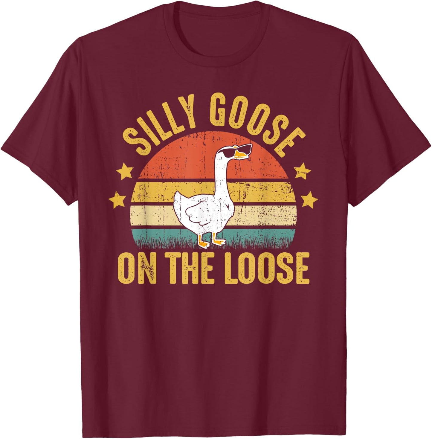 Silly Goose On The Loose Funny Vintage Goose University T-Shirt - T-Shirt | Maroon