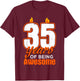 Candle 35 Birthday Party Wishes Cake Decoration Candlelight T-Shirt - T-Shirt | Maroon