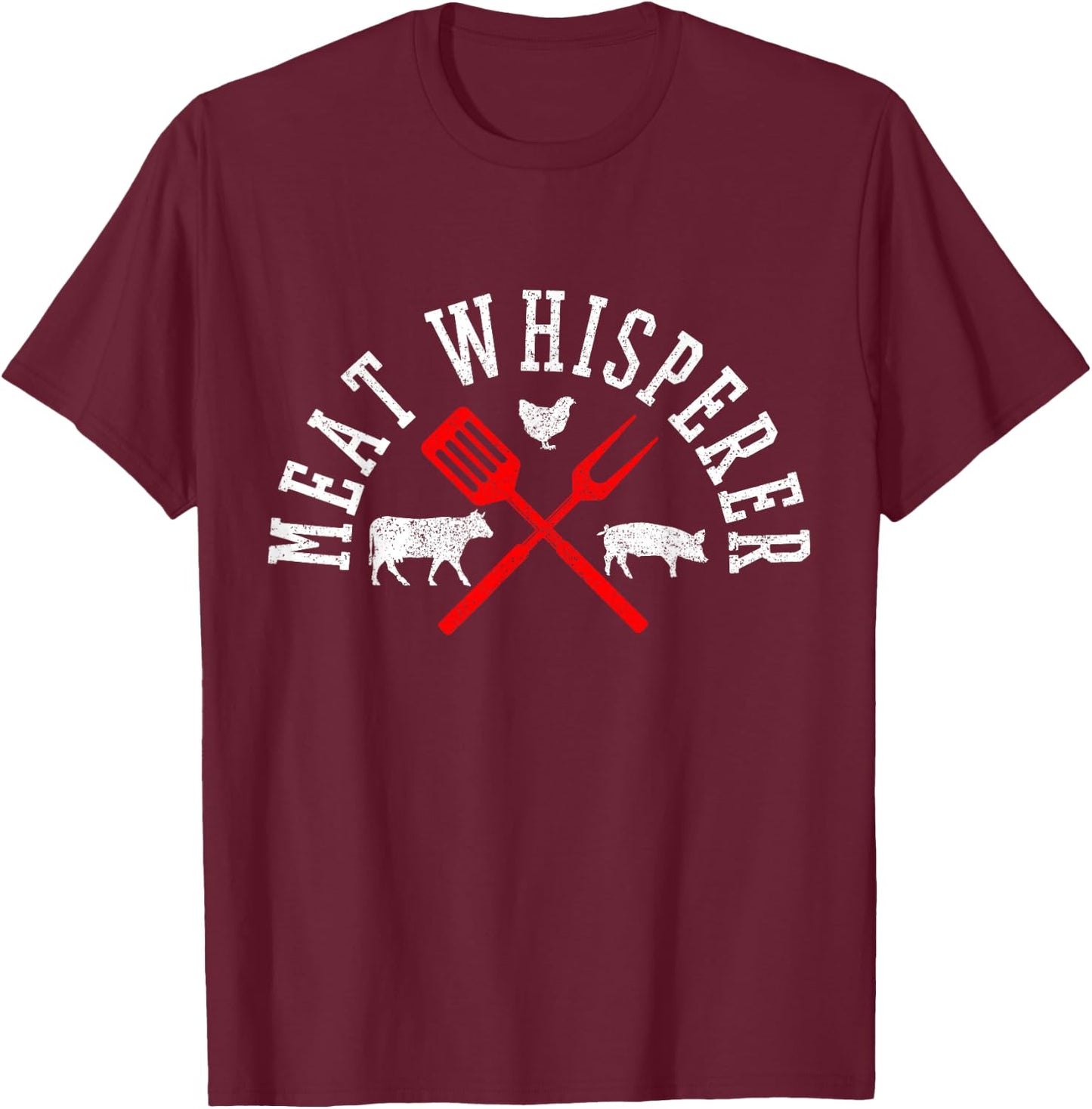 Funny BBQ Shirts Co. Meat Whisperer Black Modern Letter Print - Small T-Shirt - T-Shirt | Maroon