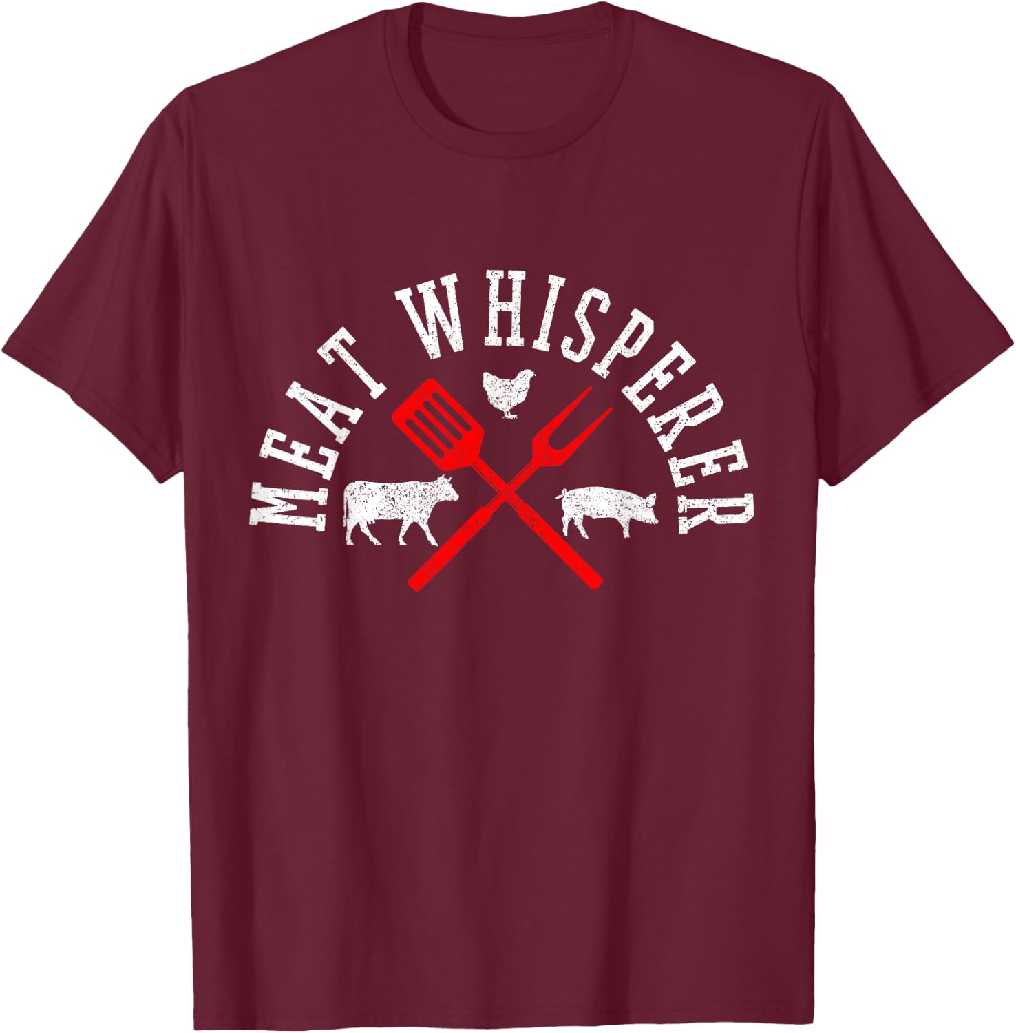 Funny BBQ Shirts Co. Meat Whisperer Black Modern Letter Print - Small T-Shirt - T-Shirt | Maroon