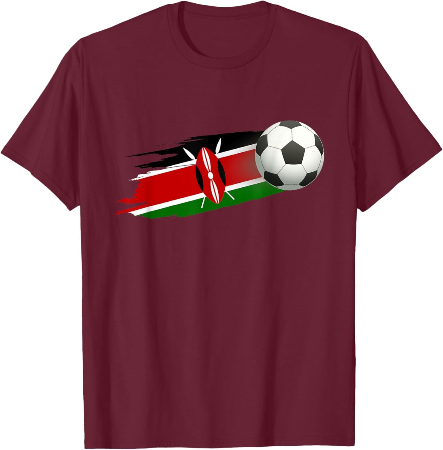 Kenya Soccer Ball Kenya Flag Jersey - Kenyan Football Fan T-Shirt - T-Shirt | Maroon