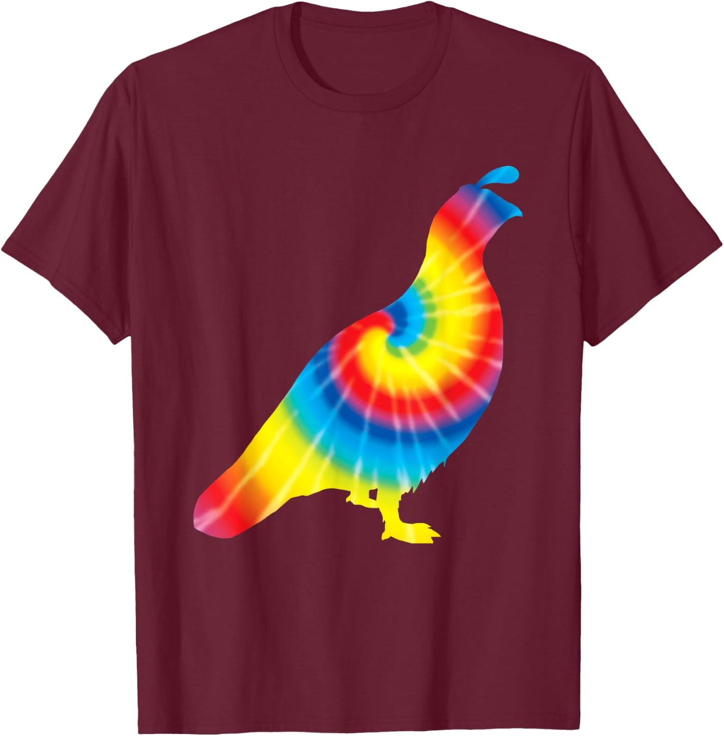 Tie Dye Partridge Rainbow Print Bird Quail Hippie Peace Gift T-Shirt - T-Shirt | Maroon