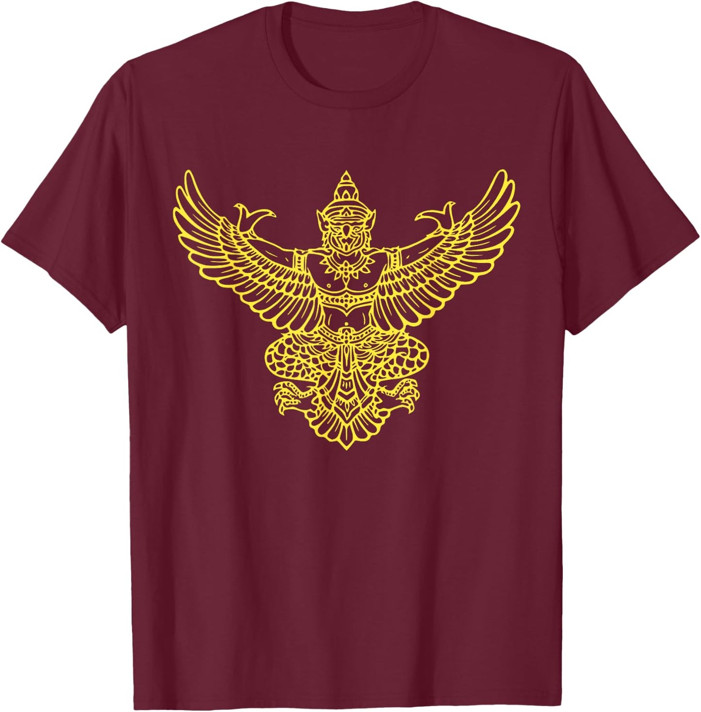 Yellow Golden Thai Garuda Legendary Bird Shirt T-Shirt - T-Shirt | Maroon